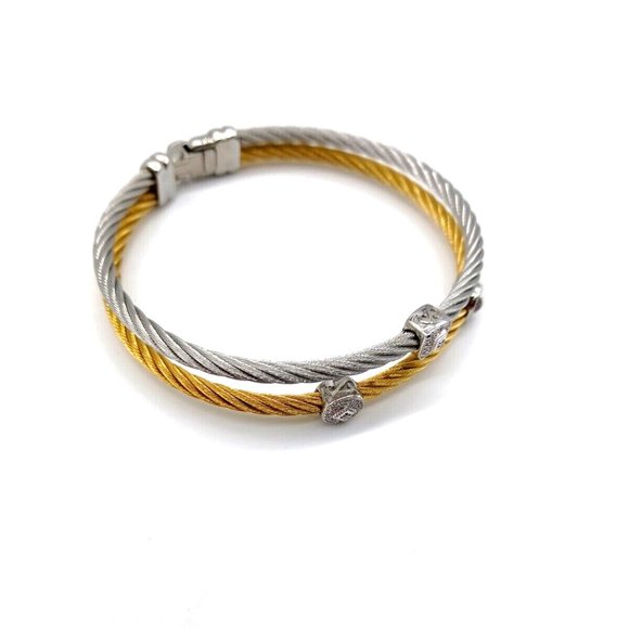 Alor 14K White Yellow Gold Diamond Bracelet New Authentic - Picture 1 of 7